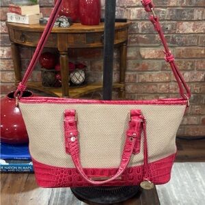 Brahmin Pink and Tan Shoulder Bag